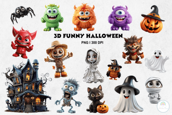 3D Funny Halloween Bundle: Creative Digital Assets