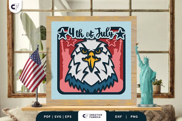 4th of July Eagle 3D Paper Cut SVG