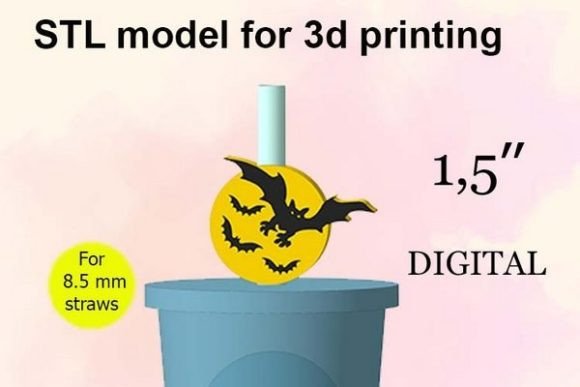 Bats, Moon, Halloween Straw Topper STL: Elevating Seasonal Celebrations with 3D Printing