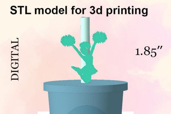 Cheerleader Straw Topper STL File: 3D Print Design
