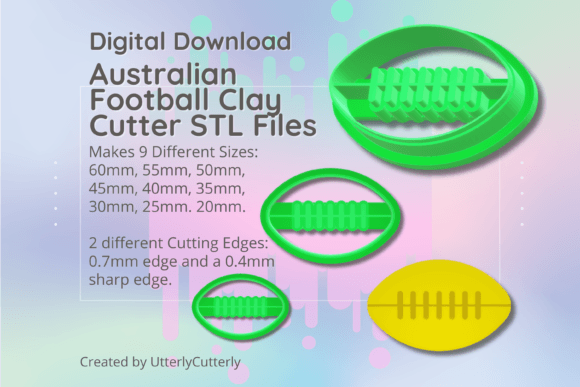 Clay Cutter STL File Australian Football: Digital Designs for Earrings, Cookies, and Custom Crafts