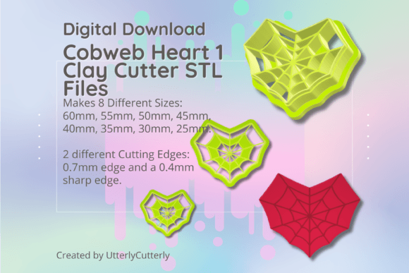 Clay Cutter STL File: Cobweb Heart Design