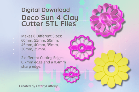 Clay Cutter STL File: Deco Sun 4 Digital Download