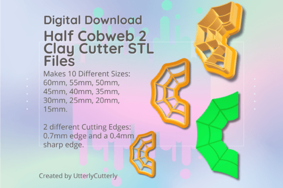 Clay Cutter STL File - Half Cobweb 2: Whimsigoth Designs for Jewelry and Baking