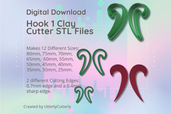 Clay Cutter STL File: Modern Hook 1 Design