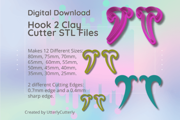 Clay Cutter STL File - Modern Hook 2: Digital Design for Jewelry and Baking
