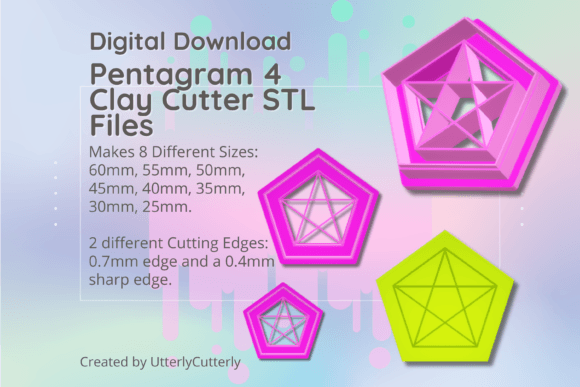 Clay Cutter STL File - Pentagram 4 Design
