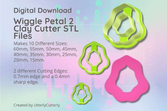 Clay Cutter STL File - Wiggle Petal 2: Digital Designs for Jewelry and Baking