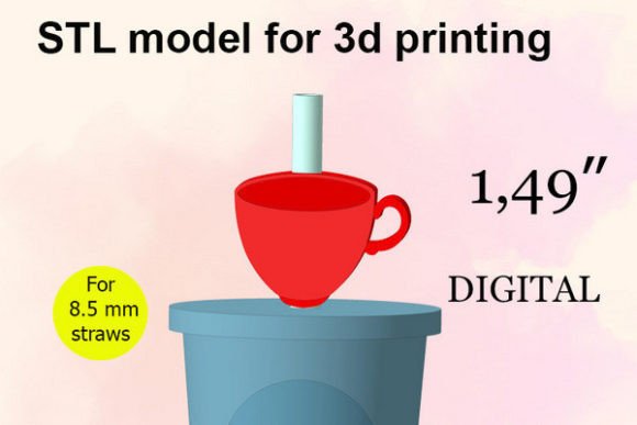 Coffee Cup Straw Topper STL File: Creative Party Decor