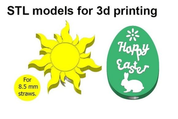 Easter Egg and Sun Straw Toppers: 3D Print Party Decor
