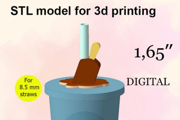Ice Cream Straw Topper STL File for Party Decor