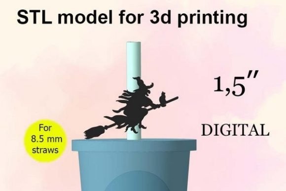 Spooky Witch, Halloween Straw Topper STL: Elevating Seasonal Celebrations with Digital Fabrication