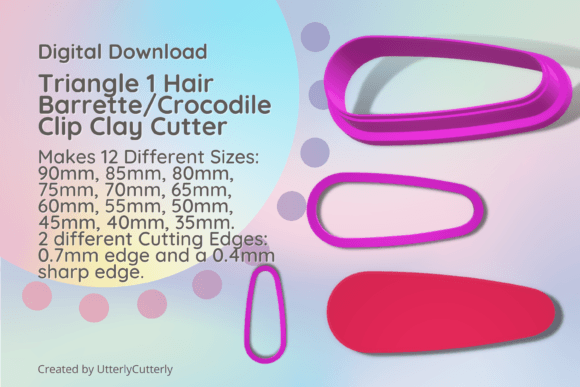 Triangle Barrette Crocodile Clay Cutter STL Files